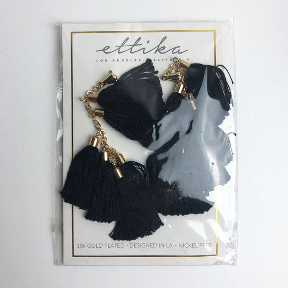Ettika Daydreamer Tassel Earrings - Black - Picture 2 of 2